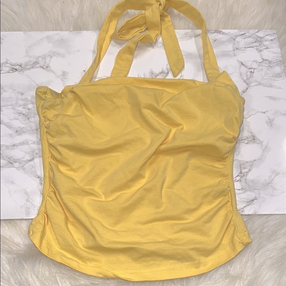 SHEIN Yellow Tie-Strap Women's Top size small